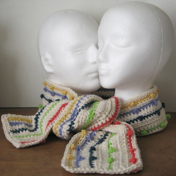 Long Striped Scarf off-white/multicolor men women - Picture 2 of 13